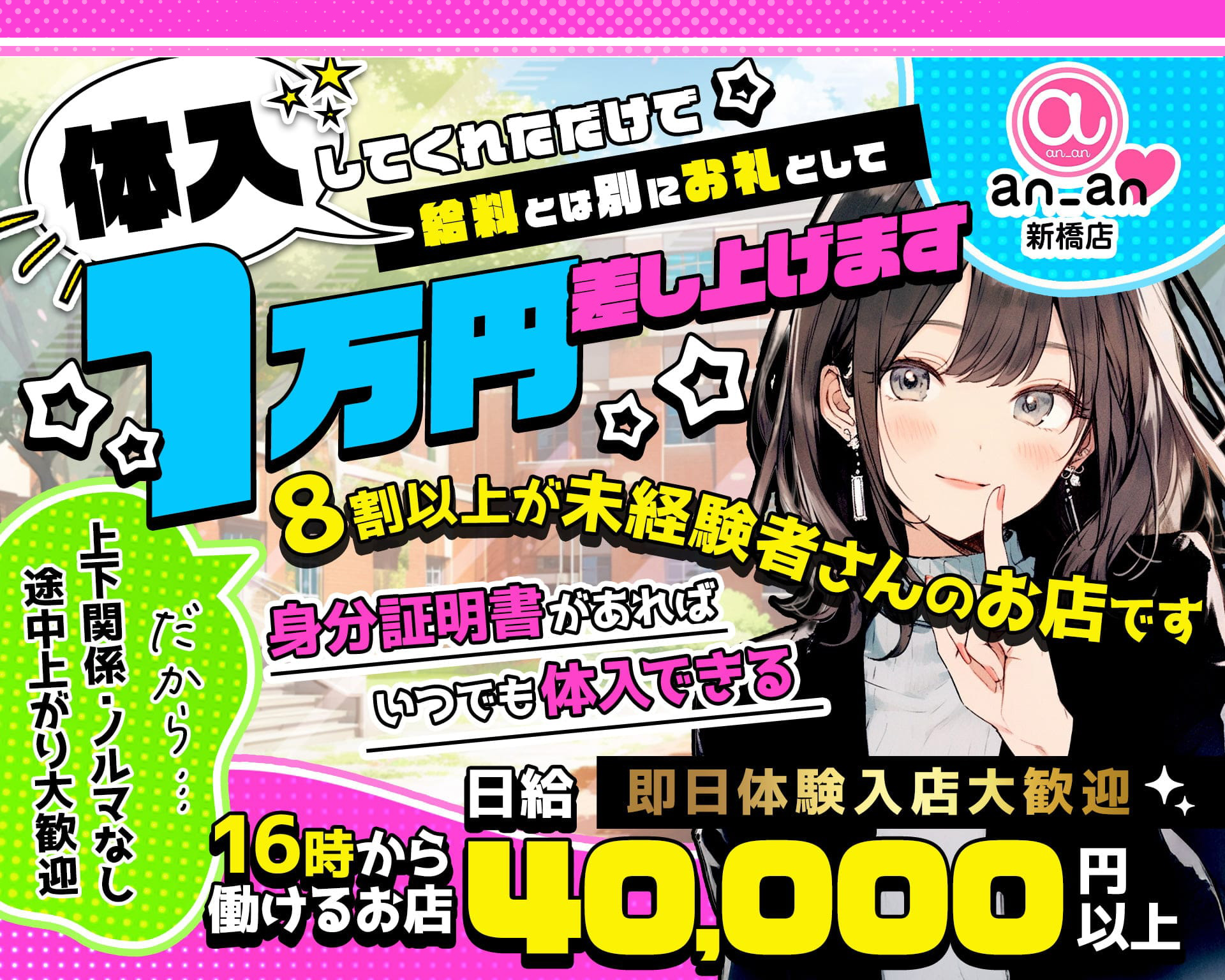 体入しただけで1万円差し上げます